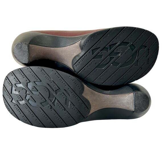 Y2K Vintage UGG Australia Burgundy Leather Clogs wedge heel mule Minimalist 8 - Picture 11 of 11